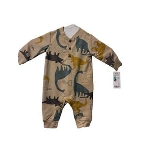 Child of Mine by Carters Baby Boy Dinosaur Romper Tan 0-3M NWT